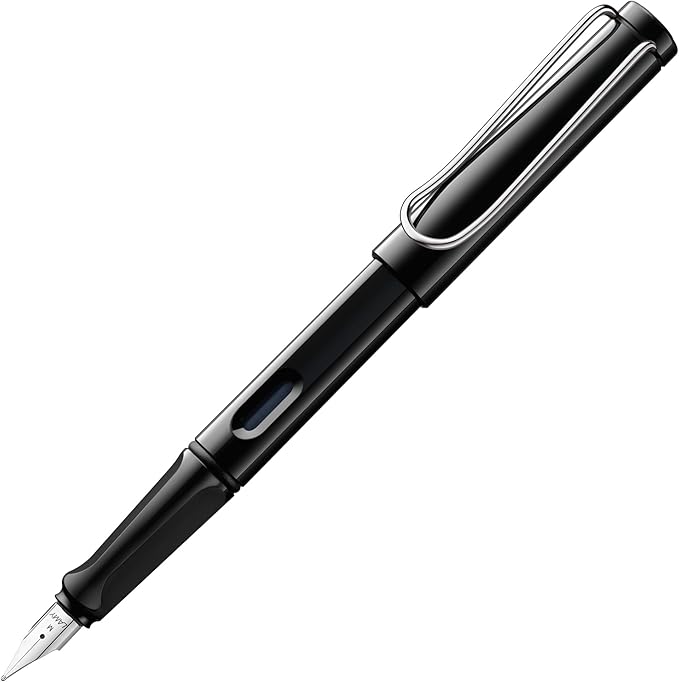 LAMY safari black - Fountain Pen with ergonomic grip & polished steel nib in size EF - ideal for any Writing & Calligraphy - including LAMY T 10 blue cartridge - Right-Handed