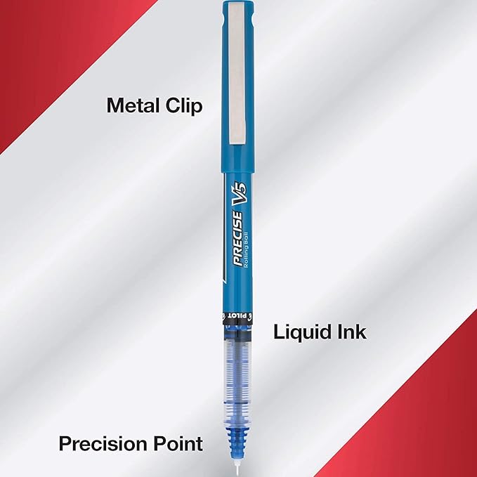 Pilot, Precise V5, Capped Liquid Ink Rolling Ball Pens, Extra Fine Point 0.5 mm, Blue, Pack of 14