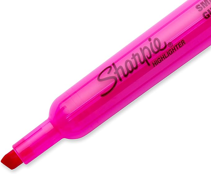 Sharpie Tank Style Highlighters, Chisel Tip, Fluorescent Pink, Box of 12