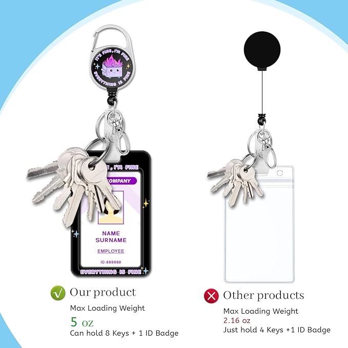 Lanyards for Id Badges, Dumpster on Fire Badge Holder with Retractable Reel Clip, Funny Work Name Tags Keychain Lanyard ID Card Protector Cover Case for Women Teacher Nurse Doctor Office