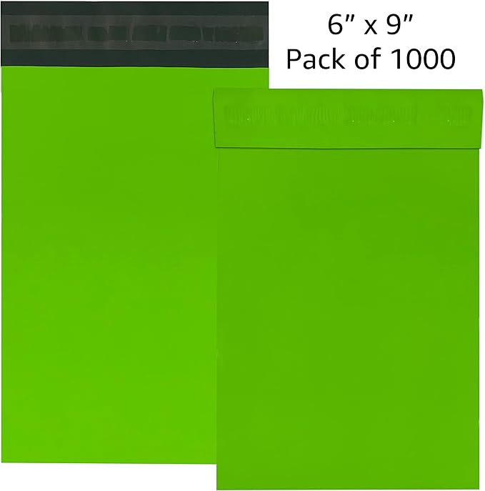 Colored Poly Mailers Pack of: (Green, 6" x 9" pack of 1000) Be creative with your packaging with Colored mailers