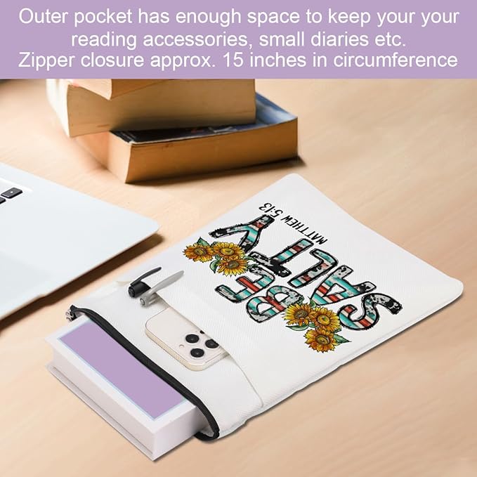 Inspirational Western Bible Verse Christian Gifts Book Sleeve Book Cover Religious Cowgirl Accessories for Women Her BFF Friendship Christmas Birthday Book Lovers Gifts Book Protector with Zipper