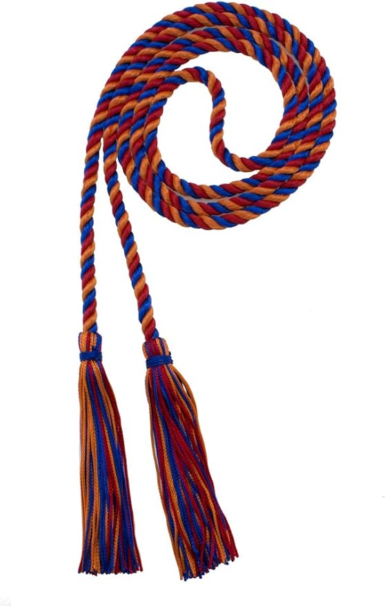 Tassel Depot Graduation Honor Cord - Royal/RED/Orange - Every School Color Available - Made in USA