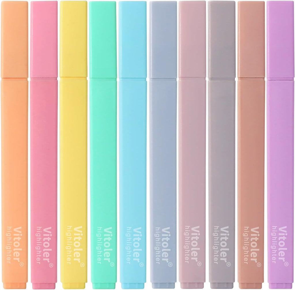 Highlighters,10Pcs Bible Highlighters,Chisel Tip Bible Markers,Pastel Purple Highlighter for Journaling Planner Notes School Supplies, assorted colors no bleed Pens