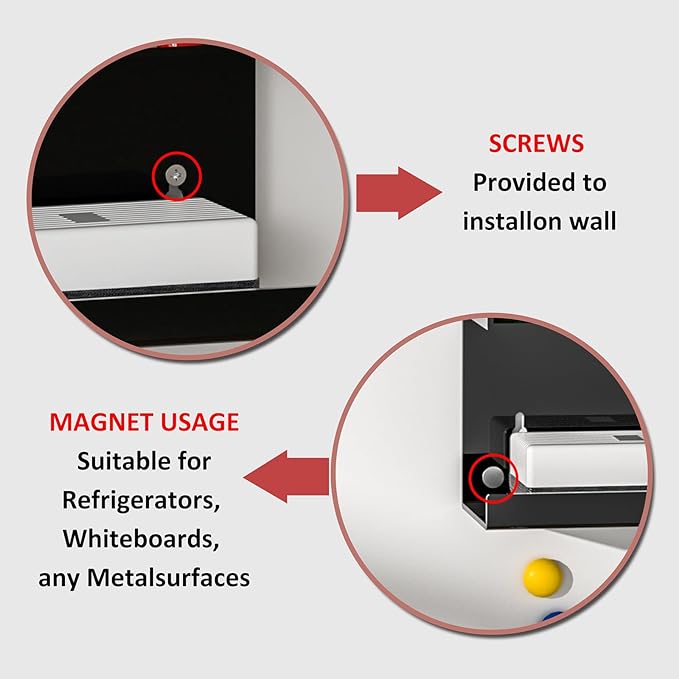 Acrylic Black Whiteboard Magnetic Marker Holder,Wall Mounted Dry Erase Whiteboard Marker Holder Stand Acrylic Magnet Pen Holder for Fridge Refrigerator for School Office Home(Black, 1)