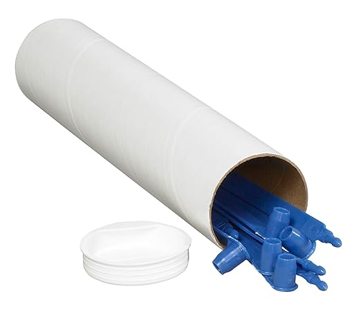 BOX USA BP2036W Mailing Tubes with Caps, 2" x 36", White (Pack of 50)