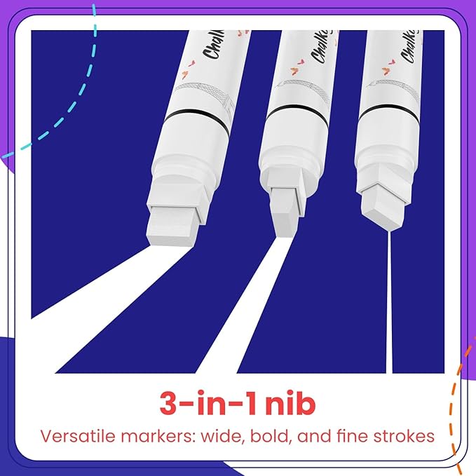 White Jumbo Chalk Markers - 15mm Window Markers | Pack of 2 White pens - Use on Cars, Chalkboard, Whiteboard, Blackboard, Glass, Bistro | Loved by Teachers, Artists, Businesses