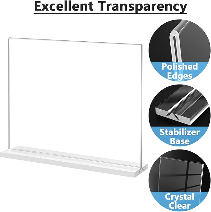 MaxGear 8.5 X 11 Acrylic Sign Holder Horizontal 2Pack, Double Sided Display Stand, Clear Table Sign Holders Flyer Menu Holders, Plastic Paper Holder Picture Frame for Office, Store, Restaurant