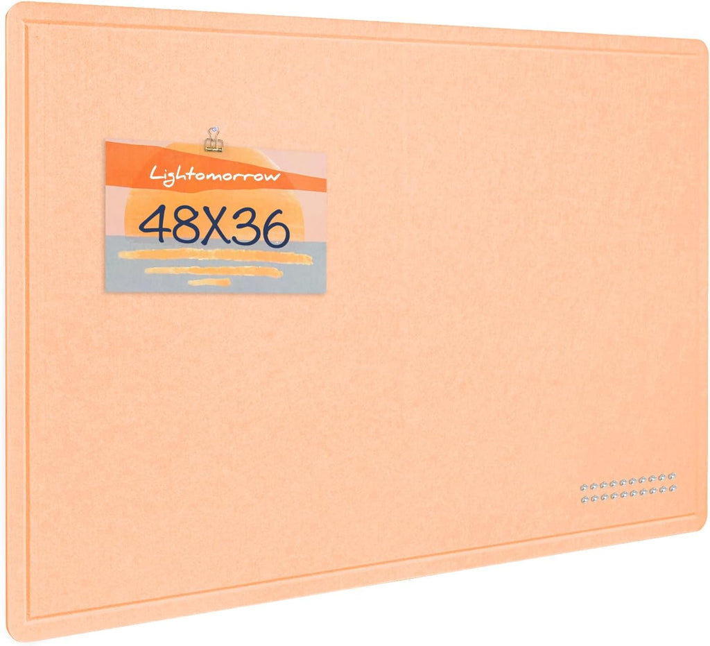 Large Bulletin Board - 48 x 36 Inches, Decorative Felt Pin Board for Wall - 4' x 3' Foldable Photo Display Board with Self-Adhesive Tape, Includes 20 Push Pins - Melon