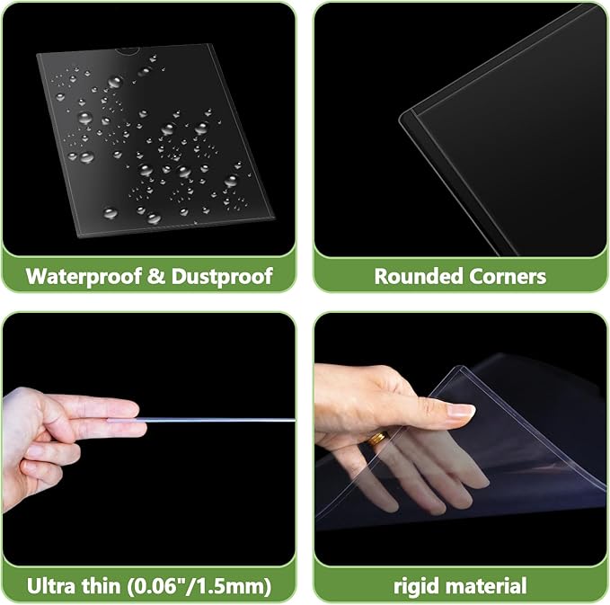 2 Pcs Wall Sign Holder 8.5"x11" Magnetic Sign Holder, Rigid Print Protectors with Magnet Strips and Adhesive Strips, Wall Mount Plastic Paper Holder for Office Store Home Window Display (Clear)