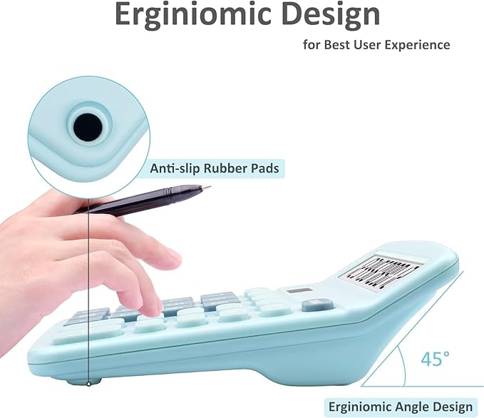 Office Desk Calculator,Cute Caculator with Dual Power Source,Basic Calculators Desktop with 12 Digit Large LCD Display Big Buttons Simple Financial Calculator for Office Home School(Blue)