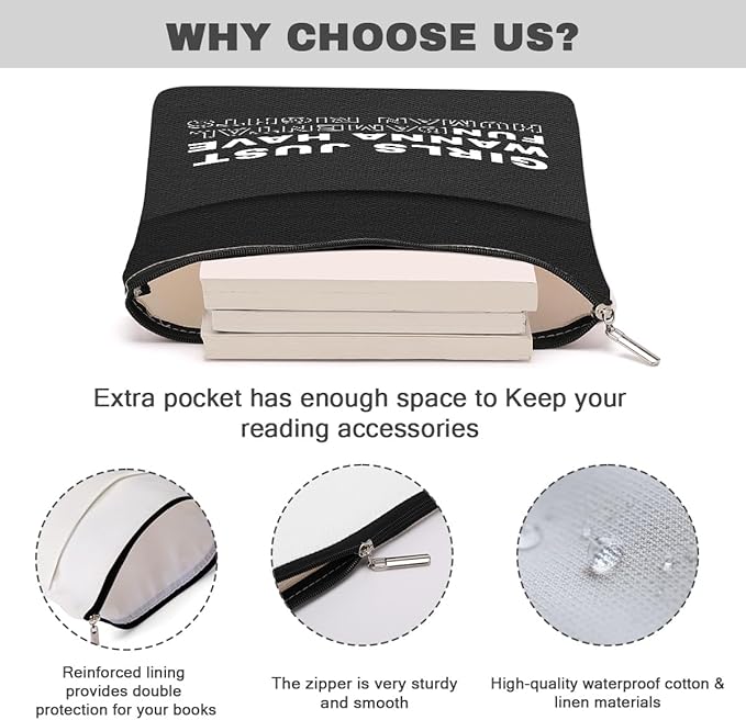 Book Themed Gifts Waterproof Book Sleeve Book Pouch Feminism Equality Rights Reading Gifts for Women Daughter Book Covers for Paperbacks Book Accessories Book Protector with Zipper and Front Pocket
