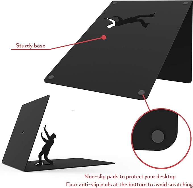 Artori Design Book Ends to Hold Books Heavy Duty - Hidden Metal Bookends for Shelves Desk or countertop - Bookend Book Holder for Home Decorative - Gift for Book Lovers and Home Decor (Falling)