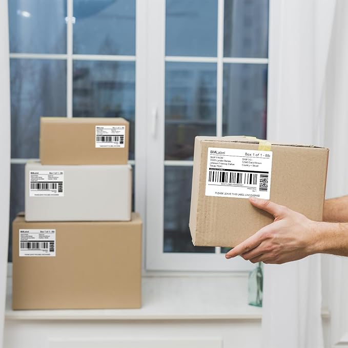 12 Rolls 4" X 3" Thermal Labels, 500/Roll - Direct Thermal Labels Compatible with Zebra & Rollo Printers