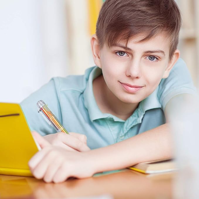 favide 6 Pack 0.5mm 6-in-1 Multicolor Ballpoint Pen,6-Color Retractable Ballpoint Pens for Office School Supplies Students Children Gift,Kids Party Favors (6)