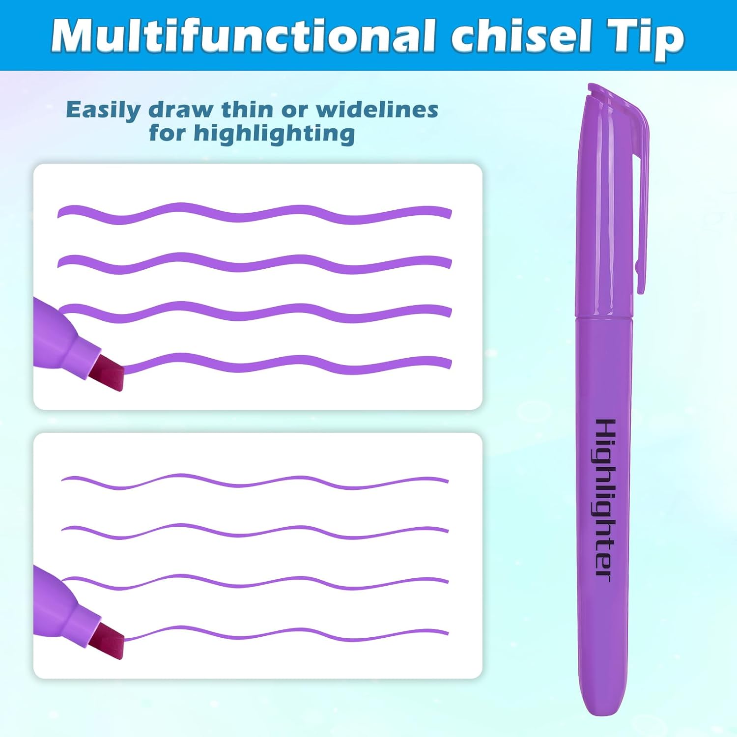 Duchong Highlighters, 30 Packs Purple Highlighter Bright Colors Bulk, Chisel Tip Dry-Quickly No Bleed Highlighter Markers for Adults Kids, Office Classroom Must Have, School Supplies for Teachers