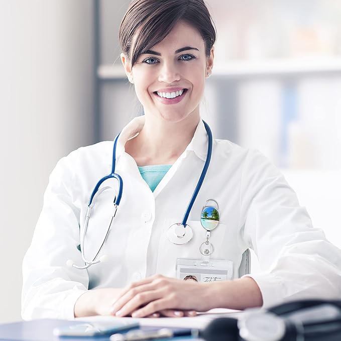 3 Pack Badge Reels - Double Sided Color Print Pattern Retractable Badge Holders with Retractable Keychain and Badge Clip, Durable Nylon Rope