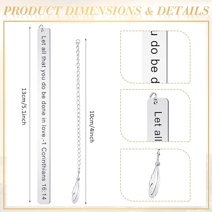 Thenshop 5 Pcs Bible Verse Bookmark for Women Christmas Bookmark Inspirational Christian Gifts Silver Stainless Steel Religious Bookmarks for Book Reading Teacher Grad Birthday