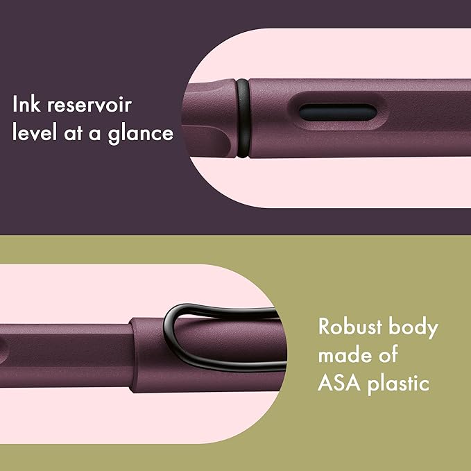 LAMY safari scarlet - Fountain Pen with ergonomic grip & polished steel nib in size F - ideal for any Writing & Calligraphy - including LAMY T 10 blue cartridge - Right-Handed