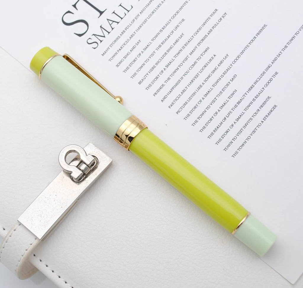 JINHAO 100 Fountain Pen with Ink Converter (Medium Nib 0.7mm, Green Lemon)