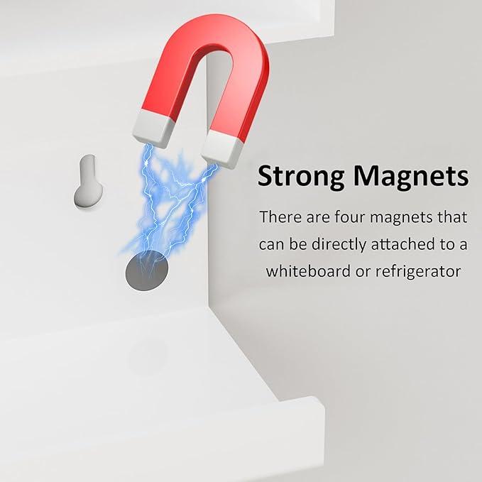 White Magnetic Dry Erase Marker Holder for Whiteboard, Wall Mounted Marker Holder Stand with 10 Marker Slots and Eraser Holder for Office School Home (White, 1)