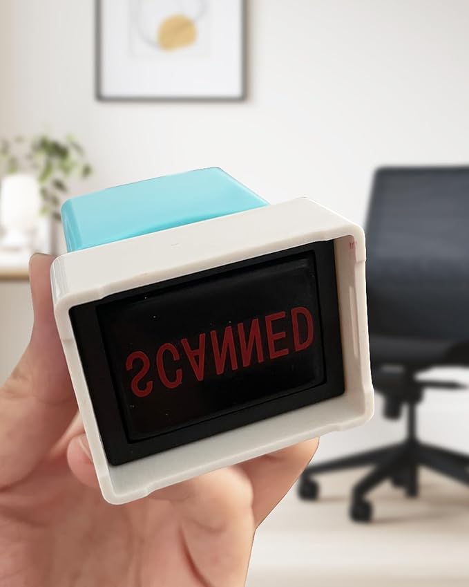 WAFJAMF Scanned Stamps–Message Stamp Pre-Inked Office Stamp Refillable Red Ink Preinstalled-Medium