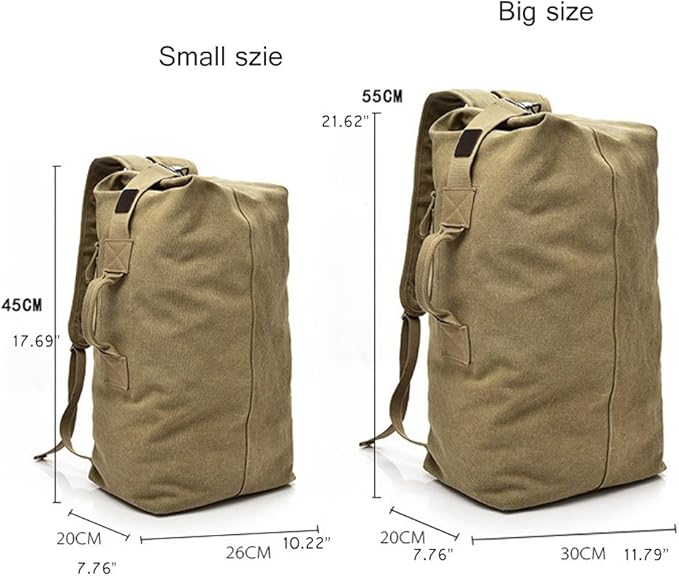 Military Duffel Bag Top Load Double Strap Canvas Backpack Army Travel Big Size