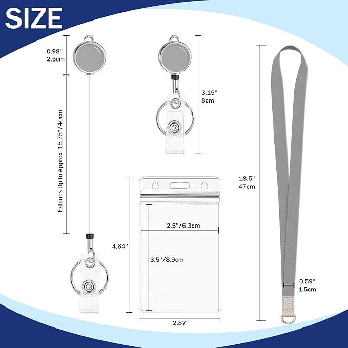 Giancomics Black Lanyards for Id Badges, ID Badge Holder with Retractable Reel, Waterproof Lanyards for Cruise Ships Cards Key with ID Card Holder Office Work Name Tag Zip Type Card Protector 2 Pack