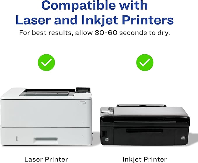 Avery Address Labels with Sure Feed and Easy Peel Technology, Glossy White Labels, 1" x 2-5/8", Permanent Adhesive, Laser/Inkjet, 300 Glossy Labels (6525)