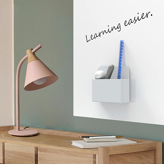 Magnetic Dry Erase Marker Holder - 2 Pack Pen Holder for Fridge, Whiteboard, School, Office, Home, Cup, White