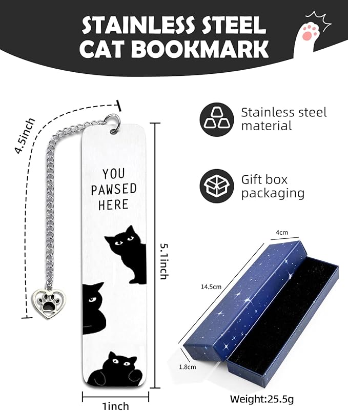 Black Cat Bookmark Gifts for Women, Book Markers for Reading Women Teens, Cat Bookmark Box Gifts for Cat Lovers, Cat Lover Female Friends Birthday Gifts Book Club Reading Gifts 03