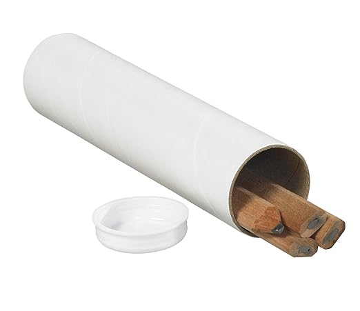 BOX USA BP1536W Mailing Tubes with Caps, 1-1/2" x 36", White (Pack of 50)