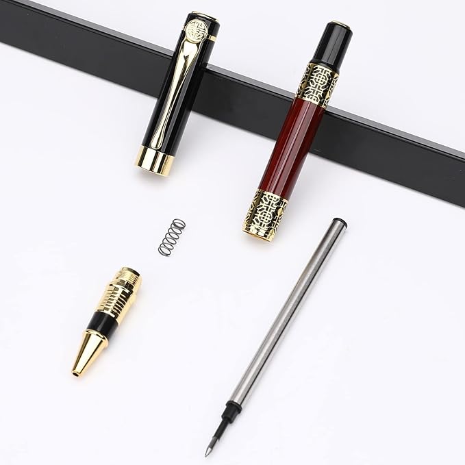 YIVONKA Ballpoint Pen Black Refill,Classical retro style Luxury Pen,Best Ball Pen Gift Set for Men & Women Professional Executive,Office,Nice Pens Classy Gift Box (Black and Red)