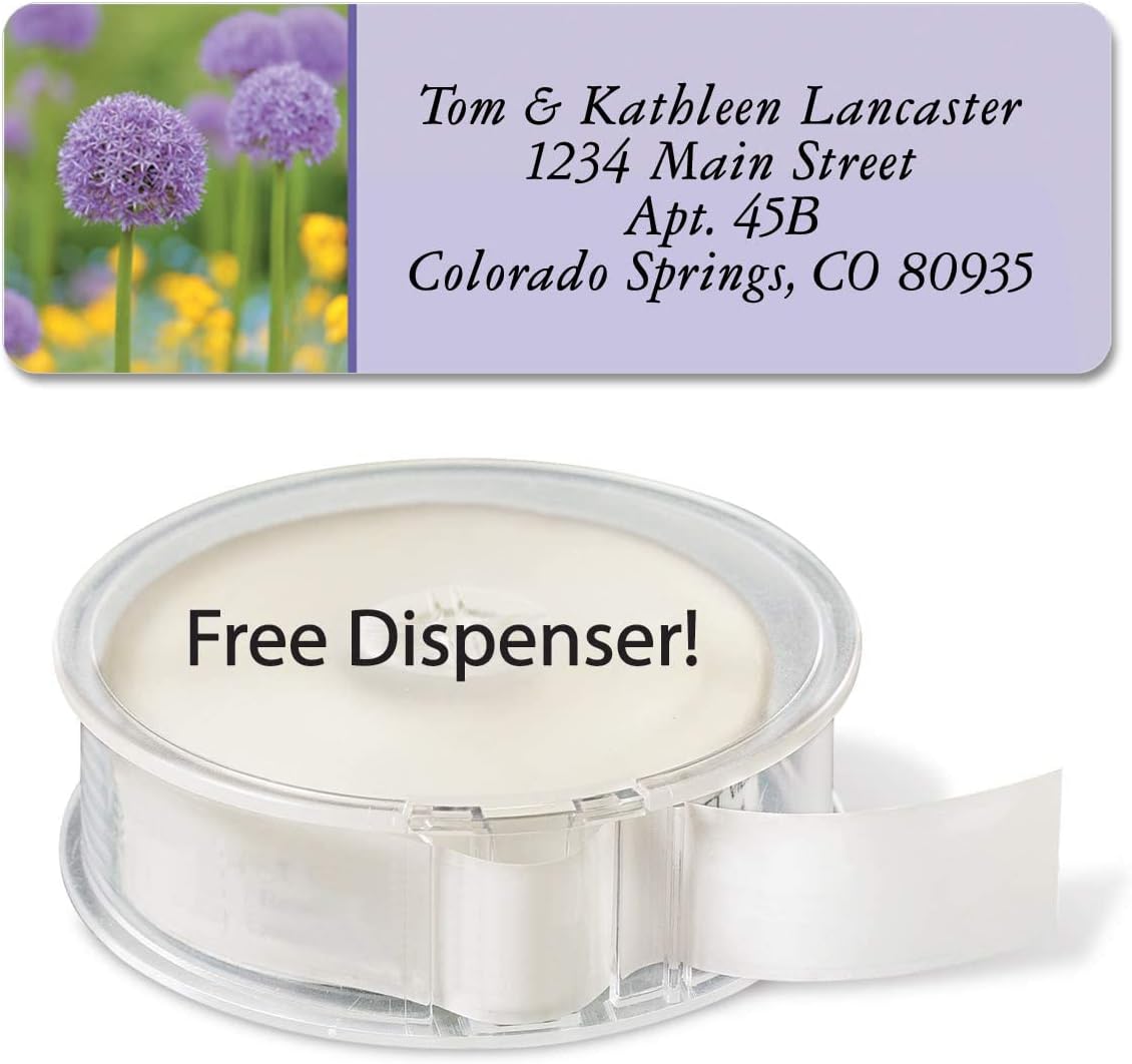 Colorful Images Floral Fantasy Rolled Personalized Return Address Mailing Labels with Dispenser, Customize with Name & Shipping Address, 250 ¾” x 2½” Self Adhesive, Easy Peel Label Roll