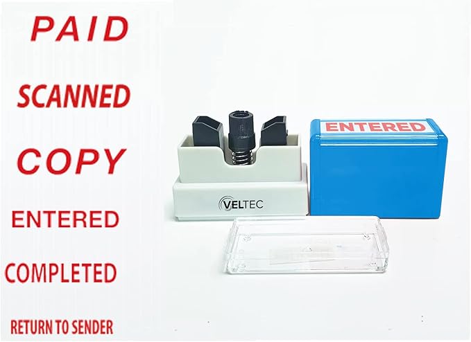 Veltec Premium Pre-Inked Message Stamp, Red Ink (Void)