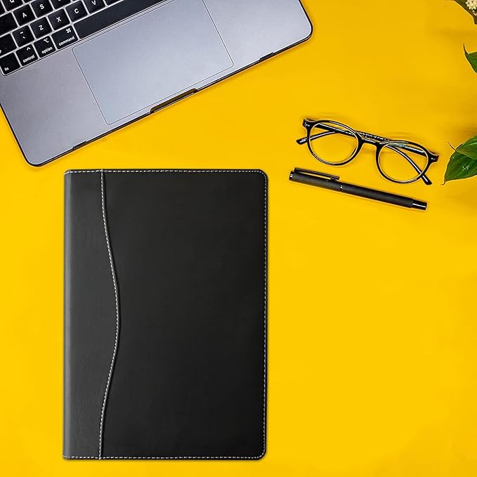 Padfolio/Portfolio Binder, Mini Padfolio Portfolio Binder 5 x 8 Legal Writing Pad, A5 Document Organizer Folder for Women, Black.