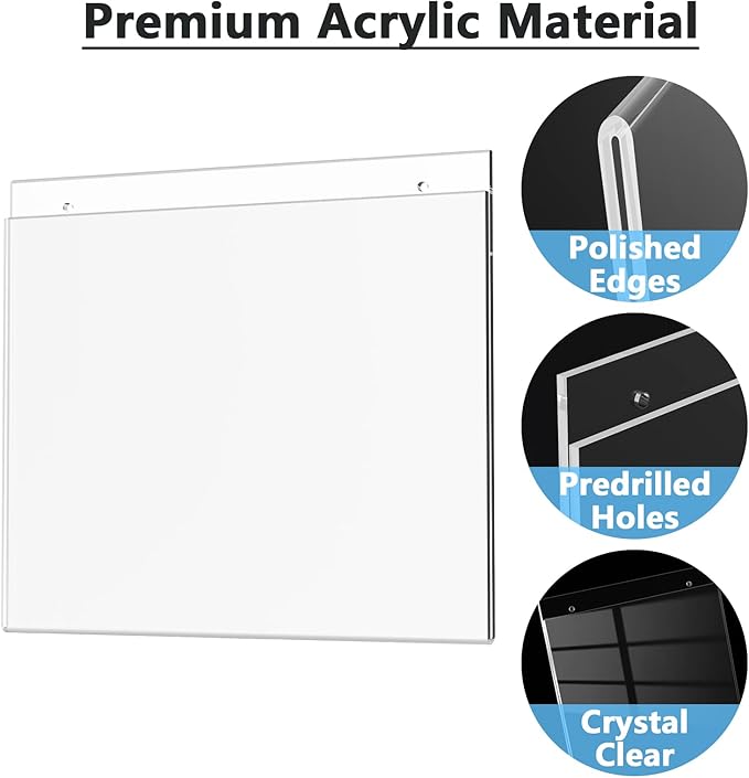 MaxGear Wall Mount Sign Holder, 8.5x11 inches Acrylic Sign Holder with Mounting Screws, Plastic Sign Holder Clear Acrylic Picture Frame for Home, Office, Store, Restaurant, Landscape 6 Pack