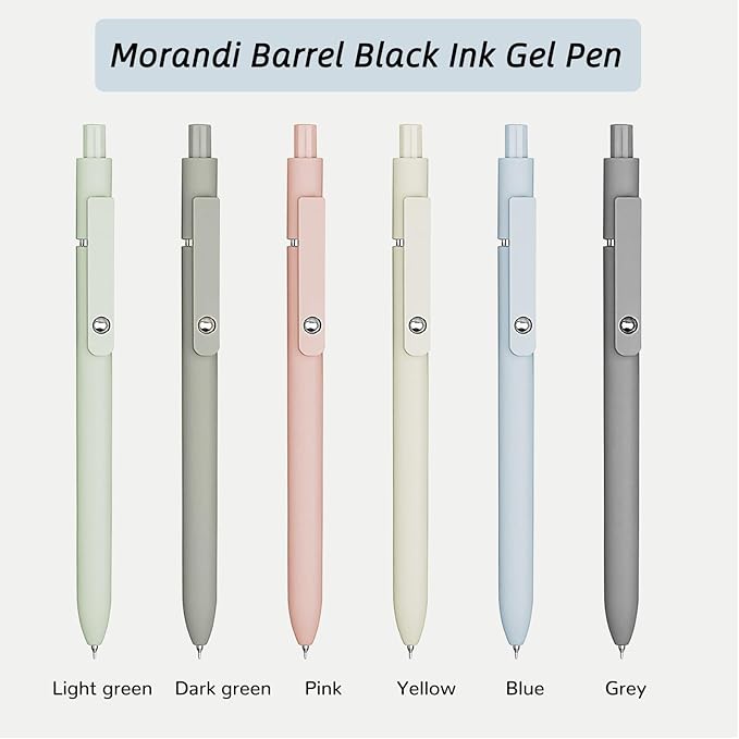 Gel Pens, 6 Pcs 0.5mm Fine Point Smooth Writing Pens Japanese Cute Pens, High-End Series Black Ink Pens for Journaling Note Taking, School Office Supplies for Women Men (6 Pcs Morandi)