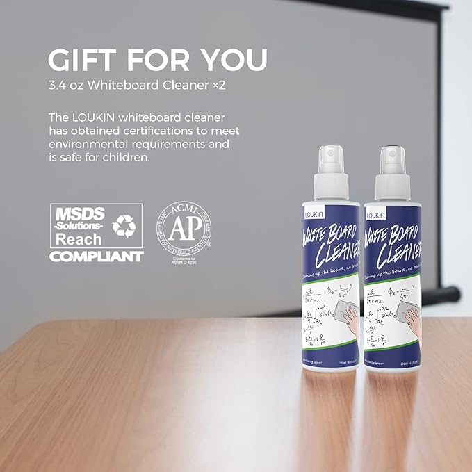 LOUKIN 2 Pack Magnetic Dry Erase Eraser, Whiteboard Eraser, Glass Board Eraser(Blue), 3.4 fl oz Whiteboard Cleaner * 2 Included, for Classroom, Home and Office Use