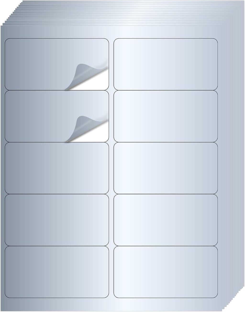 STARLIBOO Shipping Labels Stickers, 2"×4" Printable Silver Mailing Labels for Laser/Inkjet Printing- Matte Silver, Permanent Adhesive Sticker