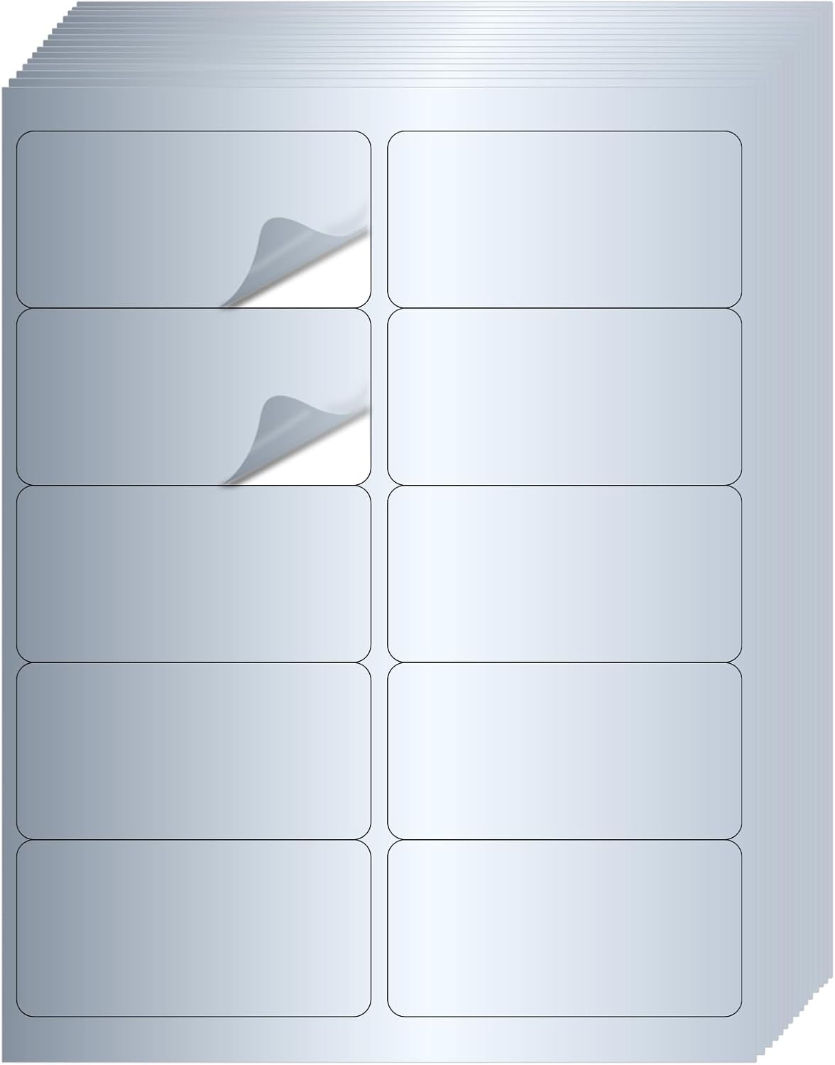 STARLIBOO Shipping Labels Stickers, 2"×4" Printable Silver Mailing Labels for Laser/Inkjet Printing- Matte Silver, Permanent Adhesive Sticker