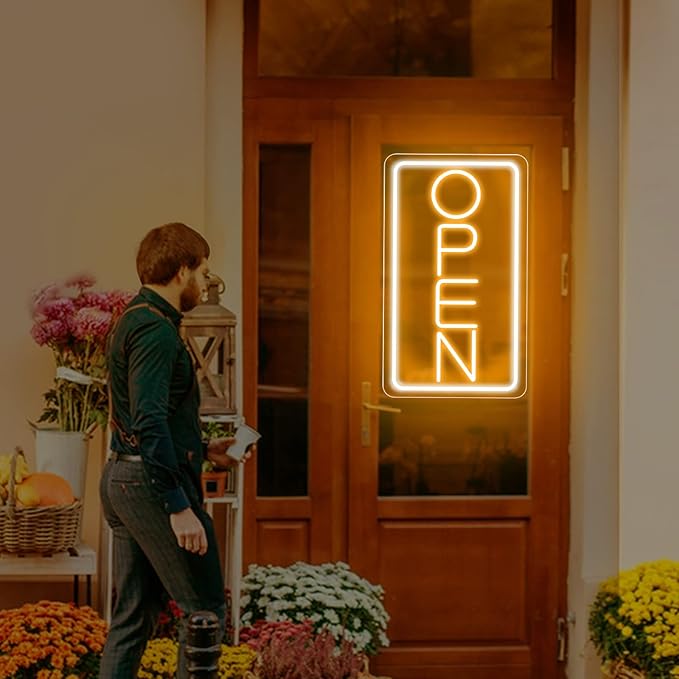 Open Signs for Business Ultra Bright 16 Inch Plug In Electric Light Up Open Sign with ON/OFF Switch for Business Storefront Window Glass Door Shop Store Florists Bar Salon Cafes Pub