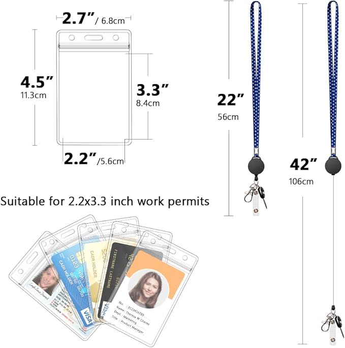 6 Pack Retractable Badge Lanyards and ID Badge Holder, Strap Lanyard with Swivel Metal Clasp for Badge Holders, Keychains, Offices, Staff, Students, Employees, American Flag