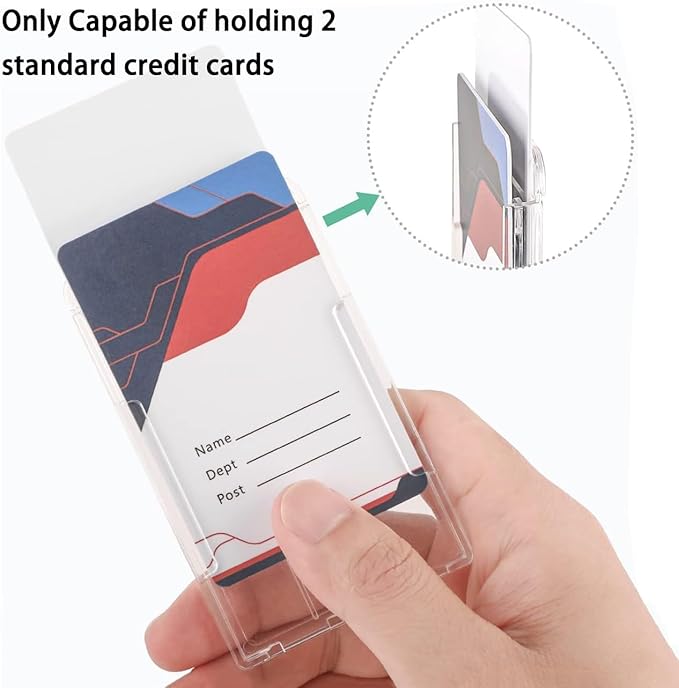 VIQWYIC 8 Pcs Vertical Card Holder, Hard Plastic Clear Badge Holders ID Card Badge Holder, Lanyard Card Holder, Transparent