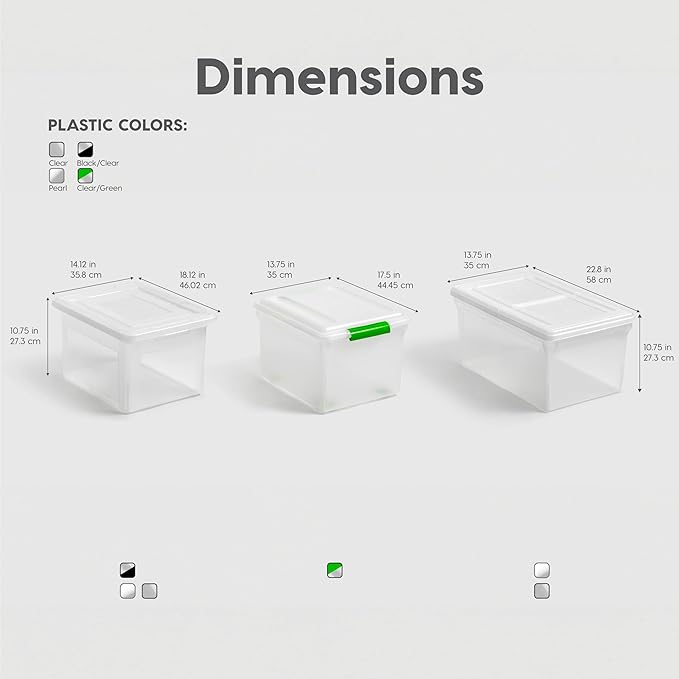 IRIS USA File Box File Organizer Plastic File Box for Letter/Legal File, BPA-Free Plastic Storage Bin Tote Organizer with Durable and Secure Latching Lid, Stackable, Nestable, Pearl 35 Qt. 4 Pack