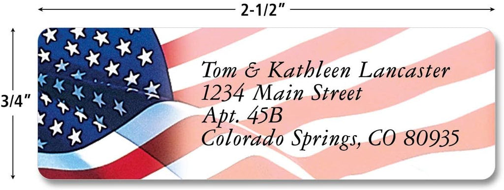 Colorful Images American Glory Patriotic Rolled Personalized Return Address Mailing Labels with Dispenser, Customize with Name & Shipping Address, 250 ¾” x 2½” Self Adhesive, Easy Peel Label Roll