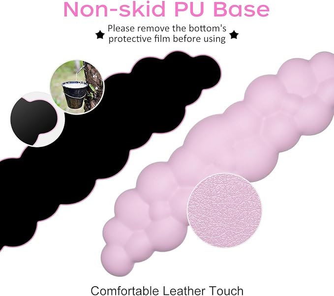 JIKIOU Upgrade Leather Cloud Keyboard Wrist Rest, Cloud Wrist Rest with Non-Slip PU Base, Comfortable Memory Foam Wrist Rest for Computer Laptop Mac Gaming Office and Pain Relief Christmas Wish Gift