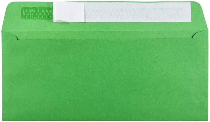 JAM PAPER #10 Business Colored Envelopes with Peel and Seal Closure - 4 1/8 x 9 1/2 - Green Recycled - Bulk 250/Box