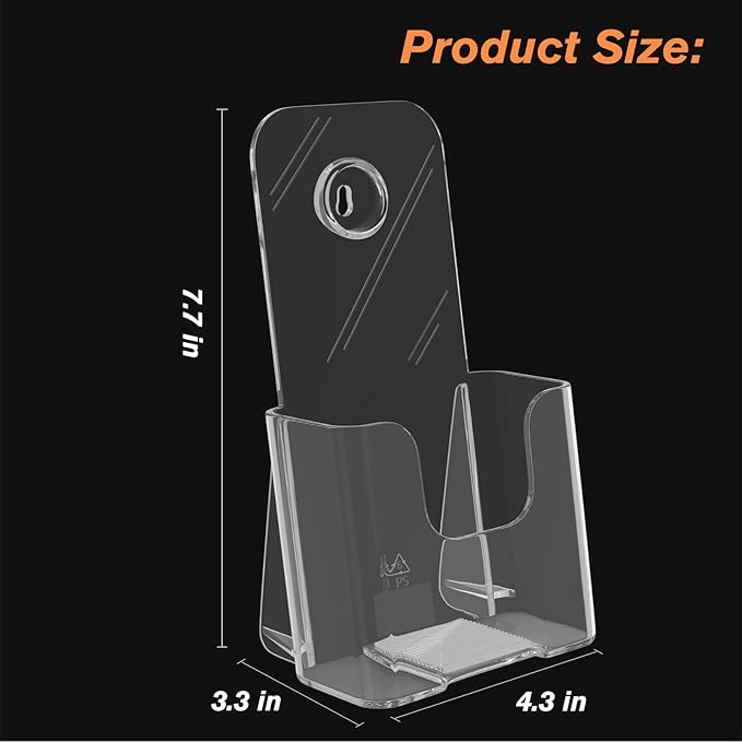 MaxGear Brochure Holder 4x9 inch, Acrylic Literature Holder Plastic Brochure Holder Pamphlet Holder Flyer Holder Rack Card Holder Literature Holders Plastic Display Stand, Desk or Wall Mount, 2 Pack