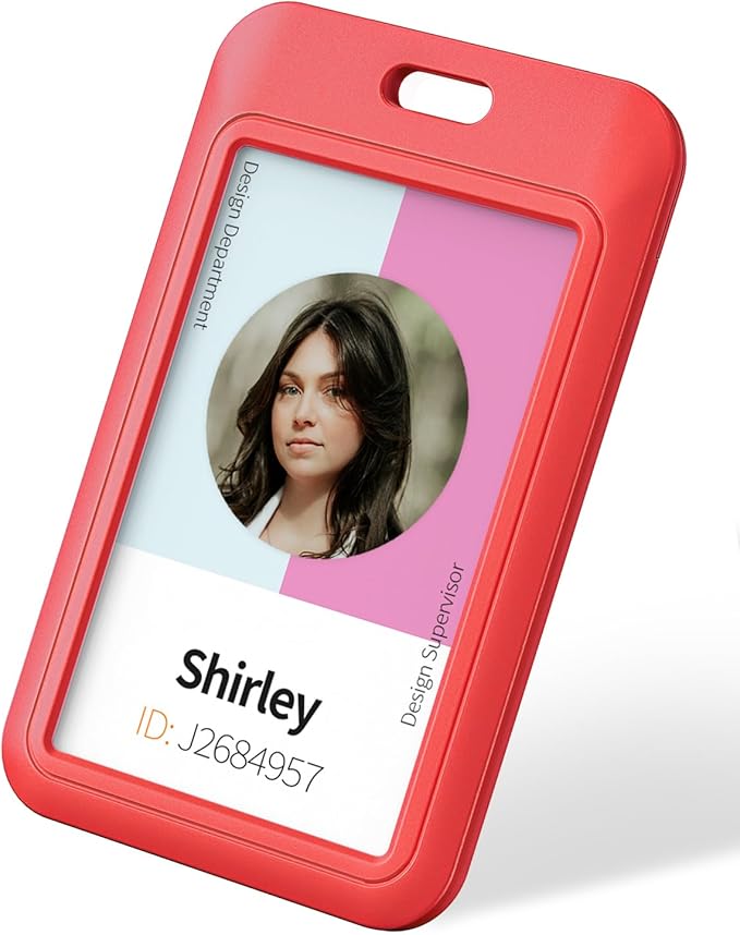 Uniclife 3 Pack Sliding ID Badge Holder Vertical Hard Plastic Case with Clear Window Red Card Protector Pouch for Office School ID Credit Cards Proximity Key Cards Driver’s Licenses and Passes